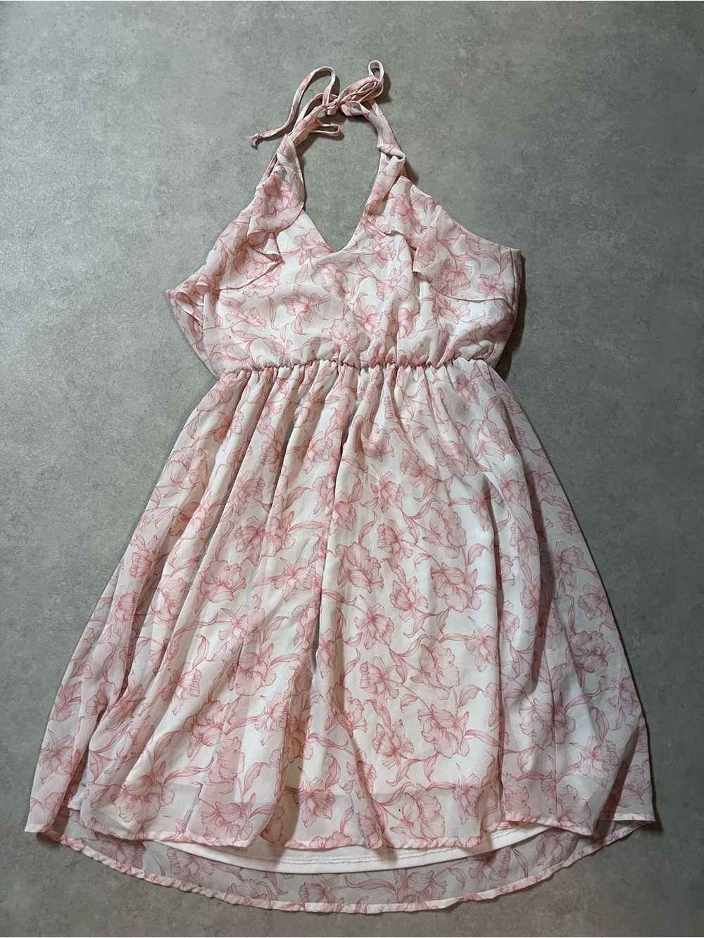 Lush Pink Floral Halter Tie-Back Dress
Medium